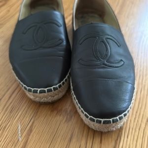 Black Lambskin Chanel Espadrilles, size 41.